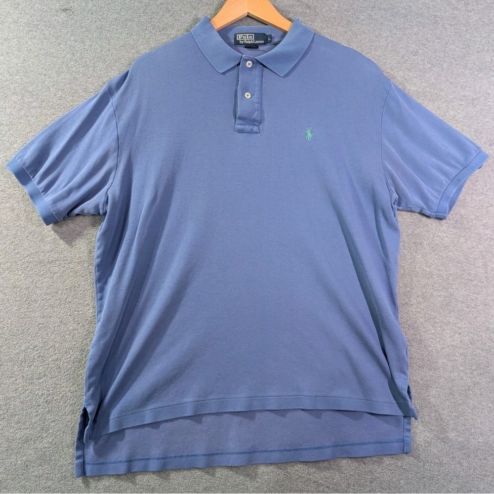 Vintage‎ 90s Polo Ralph Lauren USA Made Polo Shirt Men L Blue Green Pony